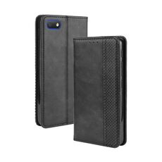 Per Alcatel 1V (2019) senza foro per impronte digitali Fibbia magnetica Retro Crazy Horse Texture Custodia in pelle con vibrazione orizzontale con supporto, slot per schede e cornice per foto (nero)