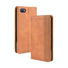 Per Alcatel 1V (2019) senza foro per impronte digitali Fibbia magnetica Retro Crazy Horse Texture Custodia in pelle con vibrazione orizzontale con supporto, slot per schede e cornice per foto (marrone)