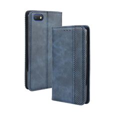 Per Alcatel 1V (2019) senza foro per impronte digitali Fibbia magnetica Retro Crazy Horse Texture Custodia in pelle con vibrazione orizzontale con supporto, slot per schede e cornice per foto (blu)