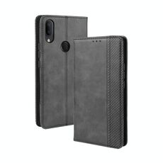 Per Alcatel 3V (2019) Fibbia magnetica Retro Crazy Horse Texture Custodia in pelle a ribaltamento orizzontale con supporto e slot per schede e cornice per foto (nero)