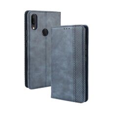 Per Alcatel 3V (2019) Fibbia magnetica Retro Crazy Horse Texture Custodia in pelle con vibrazione orizzontale con supporto, slot per schede e cornice per foto (blu)