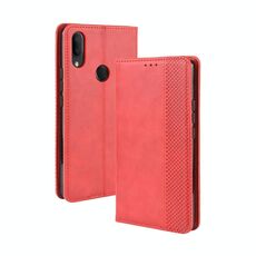 Per Alcatel 3V (2019) Fibbia magnetica Retro Crazy Horse Texture Custodia in pelle a ribaltamento orizzontale con supporto e slot per schede e cornice per foto (rosso)
