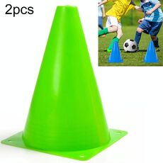 Cono di blocco stradale con ispessimento del tubo del segnale di ostacolo da calcio da 10 pezzi senza foro, dimensioni: 18 x 14 cm (verde)