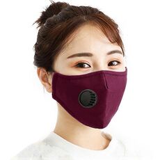 Per uomo donna filtro sostituibile lavabile con valvola respiratoria PM2.5 maschera antipolvere (rosso scuro)