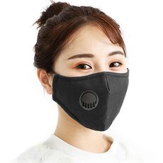 Per uomo donna filtro sostituibile lavabile con valvola respiratoria PM2.5 maschera antipolvere (nero)