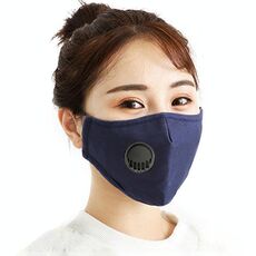 Per uomo donna filtro sostituibile lavabile con valvola respiratoria PM2.5 maschera antipolvere (blu navy)