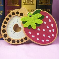 Scatola di conservazione in legno per denti da bambino conservati alla fragola (adesivi cinesi)