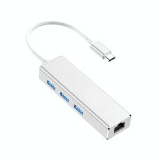 Adattatore convertitore da USB-C / Type-C a Gigabit Ethernet RJ45 e 3 x USB 3.0 HUB, computer tablet esterno universale (argento)