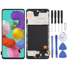 Schermo LCD Super AMOLED originale per Galaxy A51 4G Digitizer Assemblaggio completo con cornice (nero)
