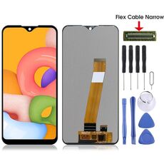 Schermo LCD originale PLS TFT per Galaxy A01 con assemblaggio completo di digitalizzatore (cavo flessibile stretto) (nero)