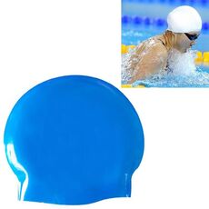 Cuffia da nuoto professionale lucida senza cuciture in puro silicone ad alta elasticità (blu)