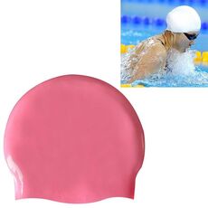 Cuffia da nuoto professionale lucida senza cuciture in puro silicone ad alta elasticità (rosa)