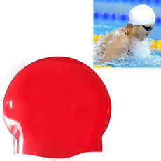 Cuffia da nuoto professionale lucida senza cuciture in puro silicone ad alta elasticità (rossa)