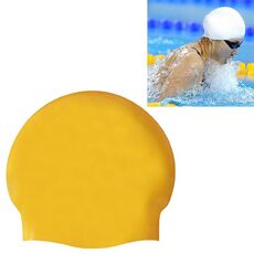 Cuffia da nuoto professionale lucida senza cuciture in puro silicone ad alta elasticità (gialla)