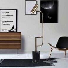 Lampada da terra minimalista in marmo con tavolino (base nera bianca)