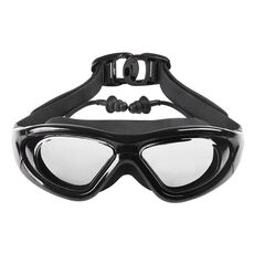 J8150 Occhialini da nuoto impermeabili per adulti con protezione per gli occhi piatti anti-appannamento con tappi per le orecchie (nero fumoso)