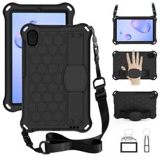 Per Galaxy Tab A 8.4 (2020) T307 Design a nido d'ape EVA + Materiale PC Guscio protettivo piatto anti caduta a quattro angoli con cinturino (nero + nero)