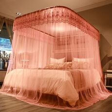 Zanzariera a tre ante retrattile con binario di guida a forma di U, dimensioni: 180x200 cm (rosa)