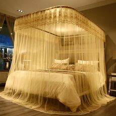 Zanzariera a tre ante retrattile con binario di guida a forma di U, dimensioni: 200x220 cm (beige)
