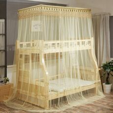 Letto a castello a doppio strato Supporto telescopico Zanzariera per letto da terra a bambino, dimensioni: 120x190 cm (beige)
