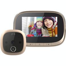 SF550 Schermo da 4,3 pollici Visualizzatore porta digitale di sicurezza 1.0MP con 12 musica polifonica, supporto rilevamento movimento PIR e visione notturna a infrarossi e 145 gradi grandangolare e scheda TF (oro)
