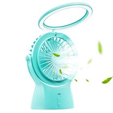 Lampada da tavolo con ventilatore elettrico da tavolo muto con ricarica USB multifunzione S1, con controllo a 3 velocità (verde menta)