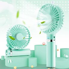 S2 ventilatore elettrico portatile pieghevole portatile, con 3 velocità di controllo e luce notturna (verde menta)