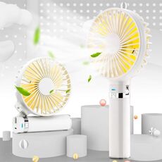 S2 ventilatore elettrico portatile pieghevole portatile, con 3 velocità di controllo e luce notturna (bianca)