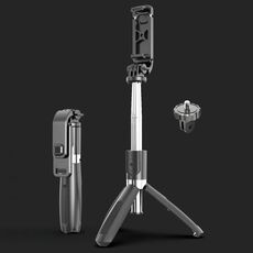 L02 Bastone per selfie con treppiede per treppiede Bluetooth regolabile multifunzione da 100 cm (nero)