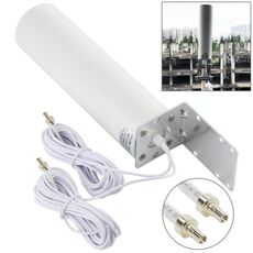 Antenna esterna a barilotto Omni 12DBi WiFi 4G LTE con CRC9 maschio (bianco)