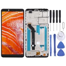 Schermo LCD TFT per Nokia 3.1 Plus TA-1118 Digitizer Assemblaggio completo con cornice (nero)