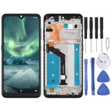 Schermo LCD TFT per Nokia 7.2 TA-1196 Digitizer Assemblaggio completo con cornice (nero)