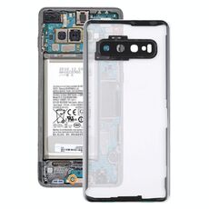 Cover posteriore trasparente per batteria per Samsung Galaxy S10 G973F/DS G973U G973 SM-G973 con copriobiettivo fotocamera (trasparente)