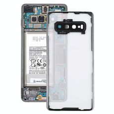 Per Samsung Galaxy S10+ SM-G9750 G975F Cover posteriore trasparente per batteria con copriobiettivo per fotocamera (trasparente)