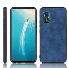 Per vivo V19 (Indonesia) Custodia antiurto con motivo a mucca da cucire per PC + PU + Custodia in TPU (blu)