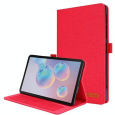Per Samsung Galaxy Tab A 8.4 (2020) Custodia protettiva in TPU con vibrazione orizzontale + tessuto in pelle PU con clip per biglietto da visita (rosso)