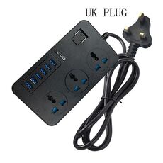 T09 3000W Plug-in multifunzione ad alta potenza 3-Hole International Jack universale + 6 USB Intelligent Charging UK PLUG