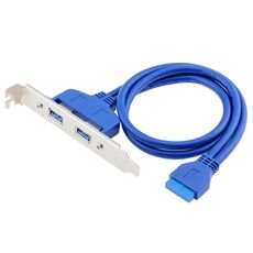 50CM USB3.0 Rear PCI Baffle Line Full Height Chassis DIY with Ear 20pin Transfer Cable (Blue)
