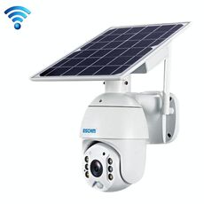 ESCAM QF280 HD 1080P IP66 impermeabile WiFi pannello solare PT telecamera IP senza batteria, supporto visione notturna / rilevamento movimento / scheda TF / audio bidirezionale (bianco)