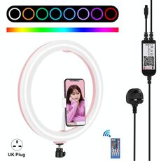 PULUZ 11,8 pollici 30 cm RGB Dimmable LED Ring Vlogging Selfie Photography Photography Lights with Cold Shoe Tripod Ball Ball Head & Phone Morsetto (ROSA) (Plug del Regno Unito)