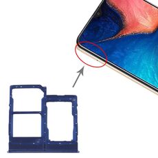 Vassoio per scheda SIM per Samsung Galaxy A20e + Vassoio per scheda SIM + Vassoio per scheda Micro SD (blu)