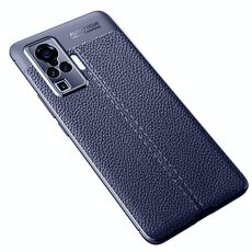 Custodia antiurto in TPU con struttura litchi per VIVO X50 Pro (blu navy)