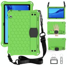 Per Huawei MediaPad T5 10.1 Design a nido d'ape EVA + Materiale PC Guscio protettivo piatto anti caduta a quattro angoli con cinturino (verde + nero)
