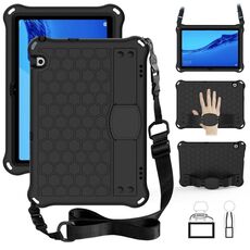 Per Huawei Media M5 Lite 8.4 / M6 8.4 Design a nido d'ape EVA + Materiale PC Guscio protettivo piatto anti caduta a quattro angoli con cinturino (nero + nero)