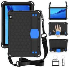 Per Huawei Media M5 Lite 8.4 / M6 8.4 Design a nido d'ape EVA + Materiale PC Guscio protettivo piatto anti caduta a quattro angoli con cinturino (nero + blu)