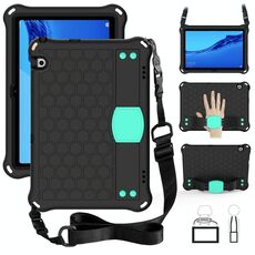 Per Huawei Media M5 Lite 8.4 / M6 8.4 Design a nido d'ape EVA + Materiale PC Guscio protettivo piatto anti caduta a quattro angoli con cinturino (nero + acqua)