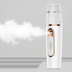 Mini spruzzatore idratante portatile ricaricabile bellezza disinfettante umidificatore spruzzatore automatico di alcol (bianco + oro)