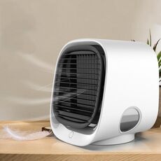 Mini ventilatore multifunzionale per umidificazione e aromaterapia Ventilatore per condizionatore d'aria da tavolo per ufficio portatile (bianco cielo)