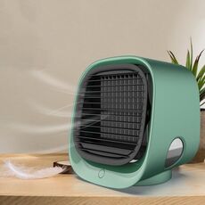 Mini ventilatore multifunzionale per umidificazione e aromaterapia Ventilatore per condizionatore d'aria da tavolo per ufficio portatile (Moran Green)