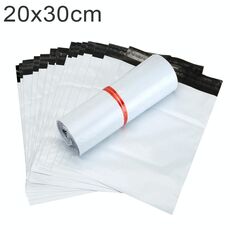 100 pezzi / rotolo sacchetto di imballaggio espresso spesso sacchetto di plastica impermeabile, dimensioni: 20x30 cm (bianco)